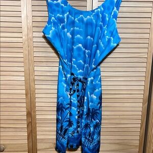 Rima Blue Tropical Midi Dress